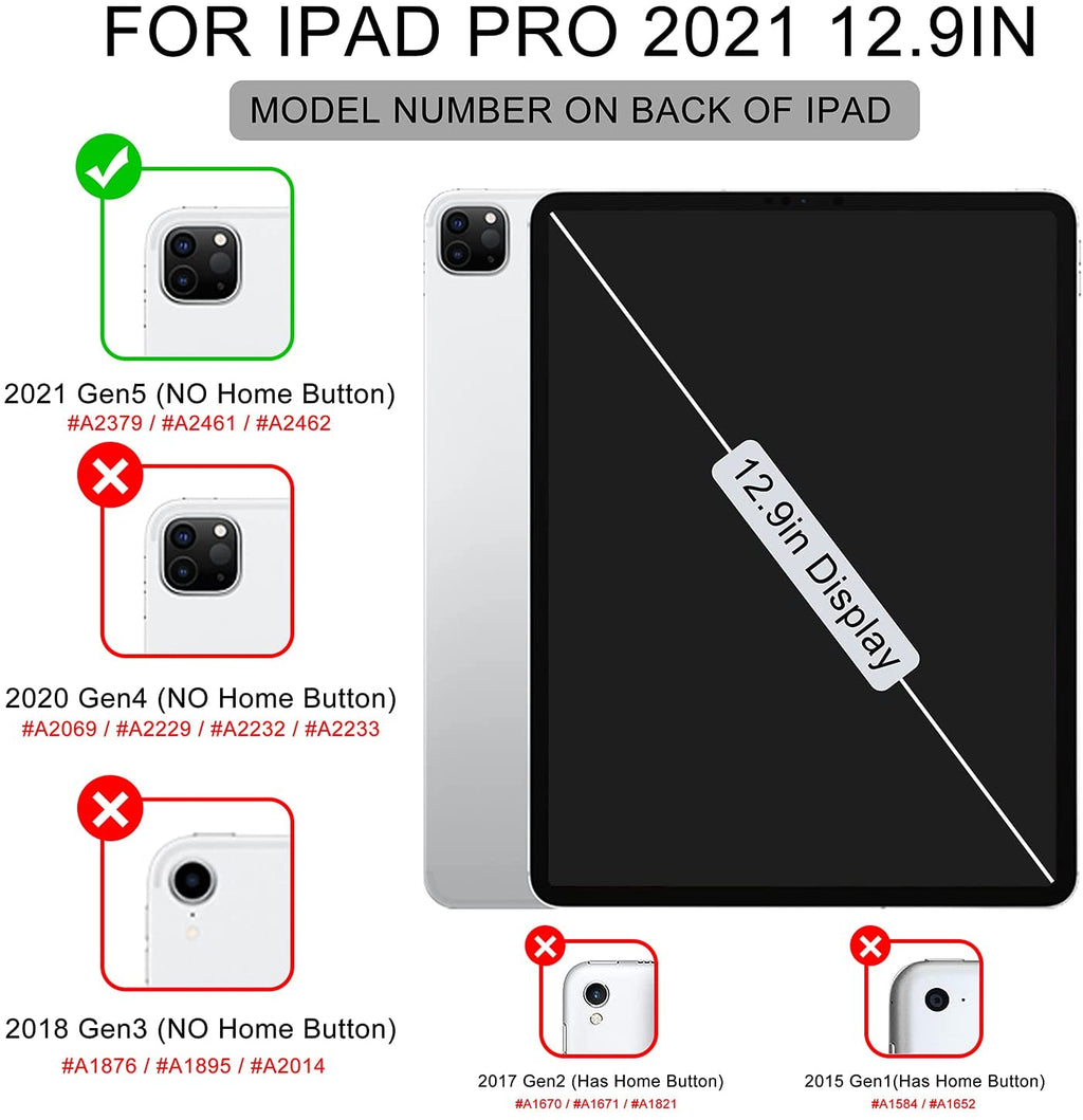 Ipad Pro 12.9 Case 2021/2022 5Th/6Th Generation with Pencil Holder,Slim Lightweight Trifold Stand Case【Pencil Charging+Auto Sleep/Wake】 Soft TPU Back Cover for Ipad Pro 12.9 Inch-Book