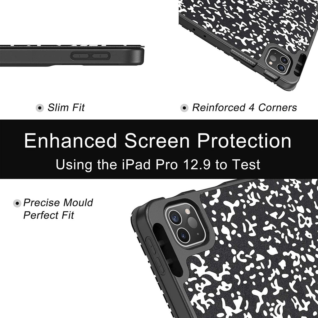Ipad Pro 12.9 Case 2021/2022 5Th/6Th Generation with Pencil Holder,Slim Lightweight Trifold Stand Case【Pencil Charging+Auto Sleep/Wake】 Soft TPU Back Cover for Ipad Pro 12.9 Inch-Book